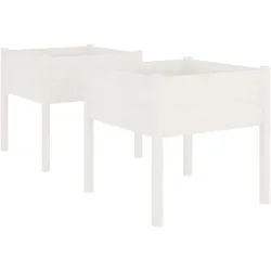 Helloshop26 - Pflanzkübel Hochbeet Blumenbeet Garten Terrasse 2er-Set 70 x 70 x 70 cm Kiefernholz massiv weiß 02_0039003