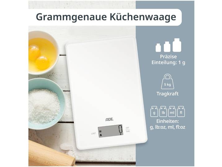 Küchenwaage ADE Weiss Kunststoff B 15 cm 1 g - Küchenwaage