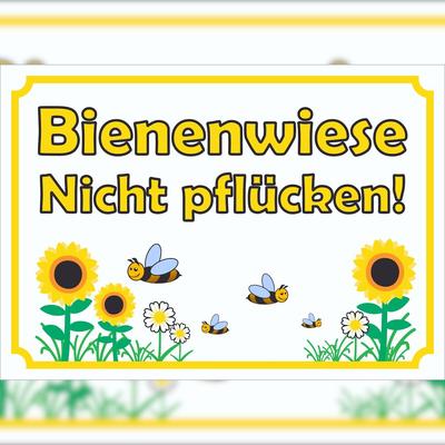 HB-Druck Schild Bienenwiese Nicht pflücken waagerecht A0 (841x1189mm)