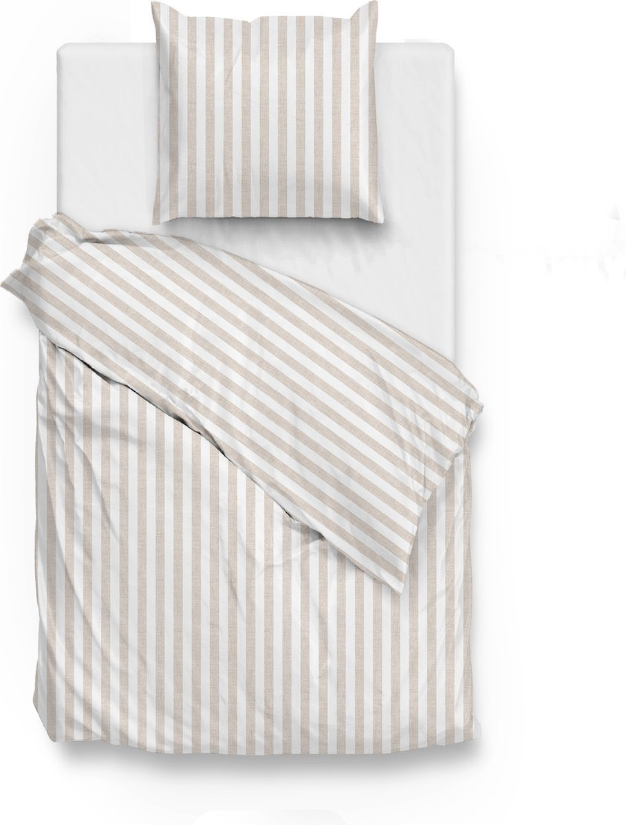 Zohome Dekbedovertrek Banda-di-Lino - Beige - 100% Katoen - 140x220 cm