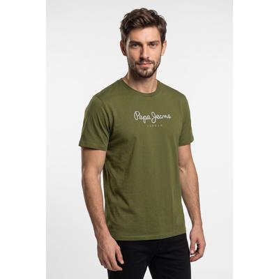 Rundhalsshirt PEPE JEANS "EGGO", Herren, Gr. L, grün (marsh grün), Jersey, Obermaterial: 100% Baumwolle, normal normal, Rundhals, Shirts Rundhalsshirt