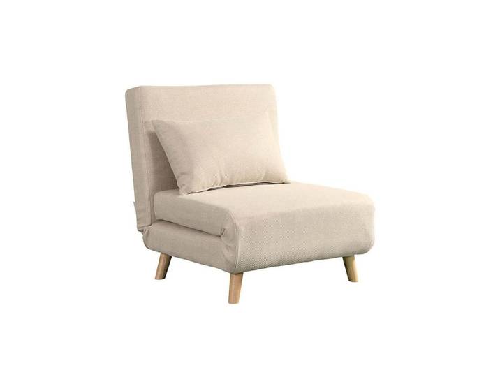 HOME DELUXE Schlafsessel SNOOZE - Beige, verstellbare Rückenlehne, vielseitig, gemütliches Bett, Holzfüße