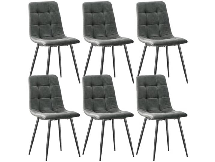ANVOFONG Technisches Tuch Esszimmerstühle 6er Set,Dunkelgrau Esszimmerstuhl mit verstärkten Stuhlbeinen,Küchenstuhl Polsterstühle,Stuhl für Esszimmer,Küche & Wohnzimmer