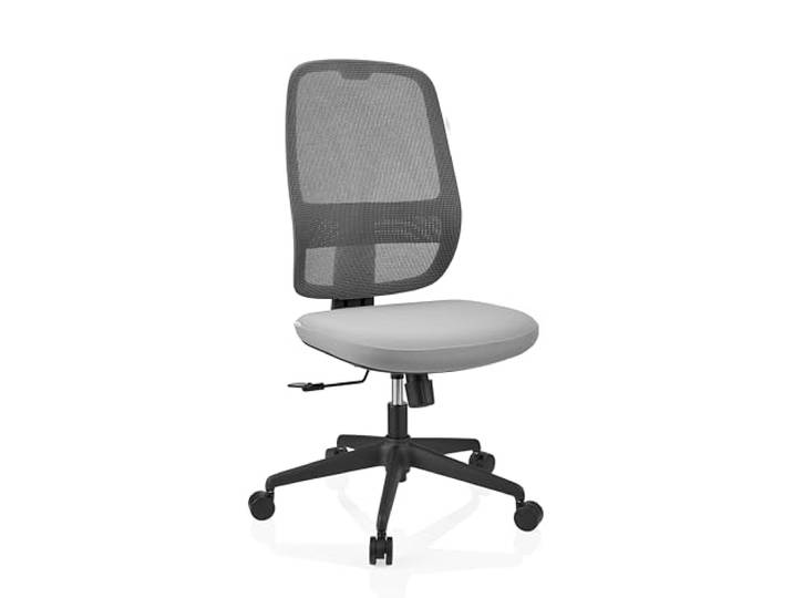 hjh OFFICE ergonomischer Drehstuhl mit Synchronmechanik, Grau höhenverstellbarer Netz-Rückenlehne, flexibler Lordosenstütze