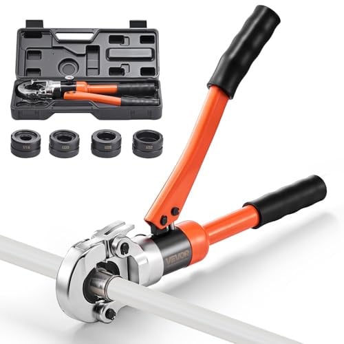 VEVOR Hydraulisch Persgereedschap Set voor PEX en Aluminium-Kunststof Buizen met U16 U20 U25 U32 Kaken en Draagtas, Oranje