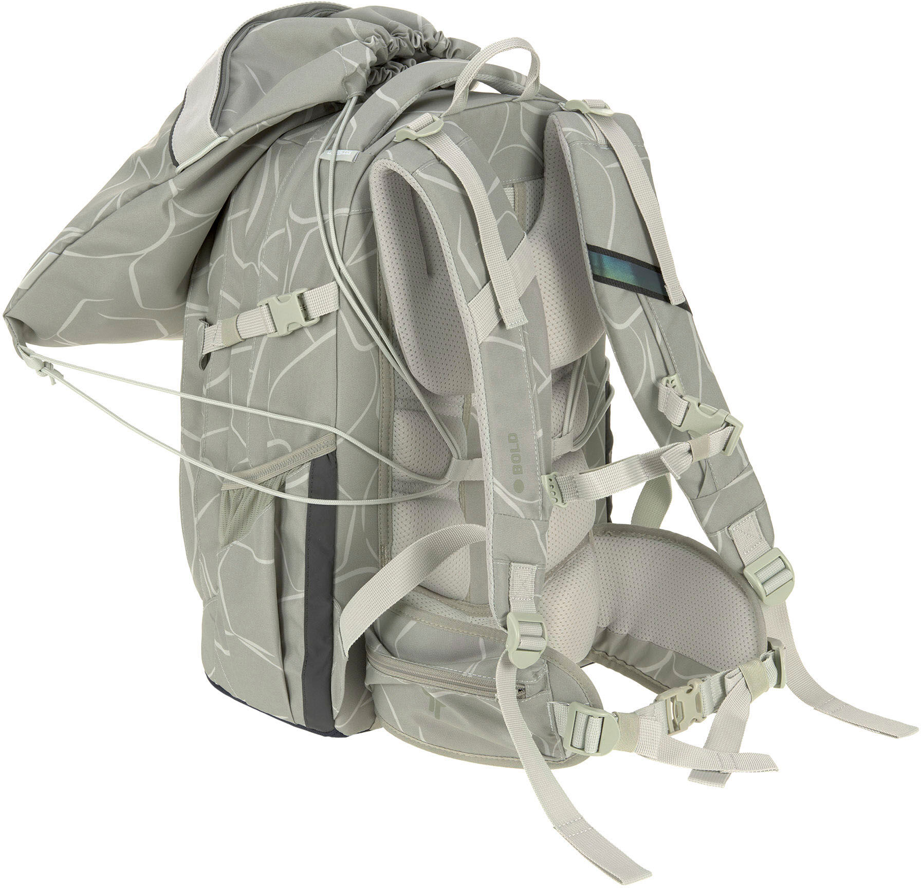 Turnbeutel LÄSSIG "Bold, curve sage", Kinder, Gr. B/H/T: 36cm x 42cm, grün (curve sage), Polyester, Taschen Turnbeutel, aus recyceltem Material
