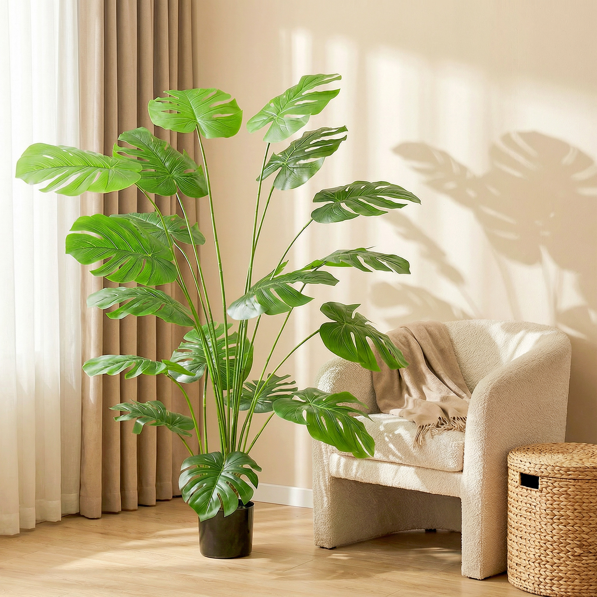 Homcom Pianta artificiale albero artificiale Monstera Deliciosa con vaso incluso altezza 150 cm interno verde   Aosom Italy