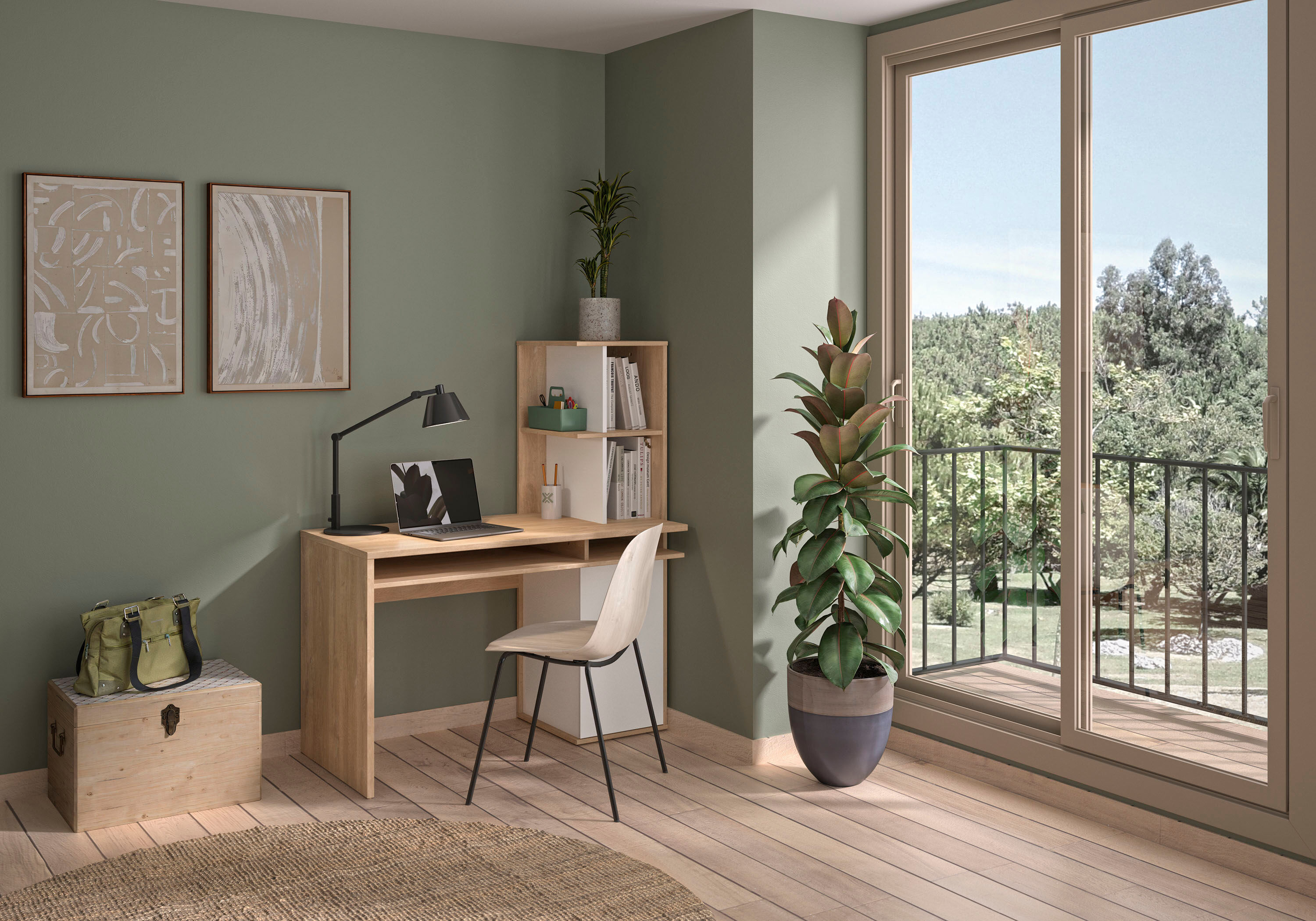 Schreibtisch GAMI "NEX", braun (eiche blond nachbildung, eiche blond nachbildung, uni weiß, eiche blond nachbildung), B:120cm H:72cm T:60cm, Tische, Schreibtisch, Ein Schreibtisch mit optimalem Stauraum eiche blond nachbildung, eiche blond nachbildung, un