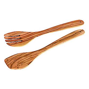 Fackelmann Salatbesteck 30 cm OLIVE, Salatbesteck aus Holz spülmaschinenfest, Salatgabel und Salatlö (Salatbesteck) (30855)
