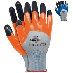 Arbeitshandschuhe mit Nitril - Beschichtung blau o. orange