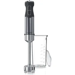 Arendo Stabmixer & Messbecher, 1000W Edelstahl Pürierstab Grau, vierflügeliges Messer, stufenlose Regelung, Stabmixer, Grau