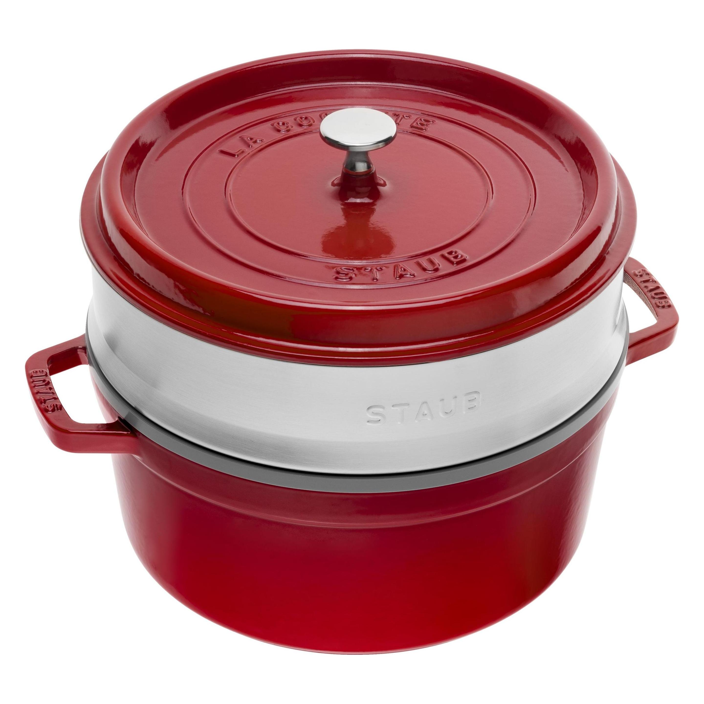 Zwilling La Cocotte Cocotte mit Dämpfeinsatz, 24 cm | Kirsc (Kochtopf, Gusseisen, 24 x 12 cm) (40508-823-0)
