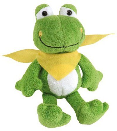 Peluche ranocchio BERND 18cm, poliestere, fazzoletto giallo Personalizzate o neutre