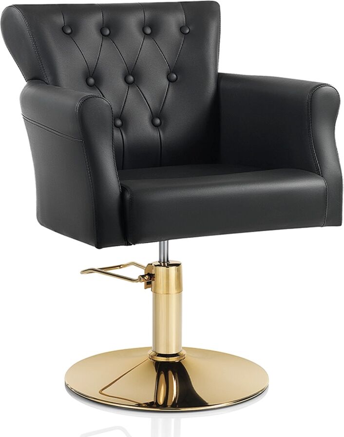 Xanitalia Poltrona da parrucchiere oro in sky ecopelle nero HAIR THRONE Gold
