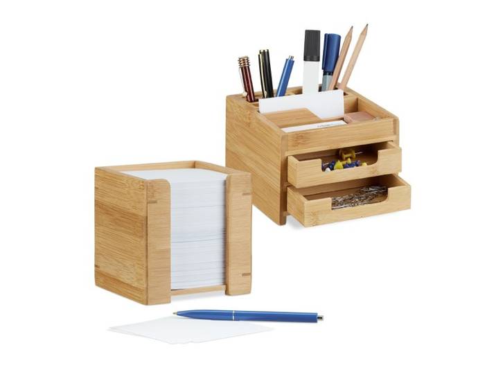 Relaxdays Lot de 2 cubes mémo bambou