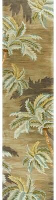 Domani Muted Sage Palm Trees Hand-tufted Wool Rug