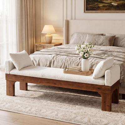 Bluebell Upholstered End of Bed Bench for Living Room, Hallway & Window, White