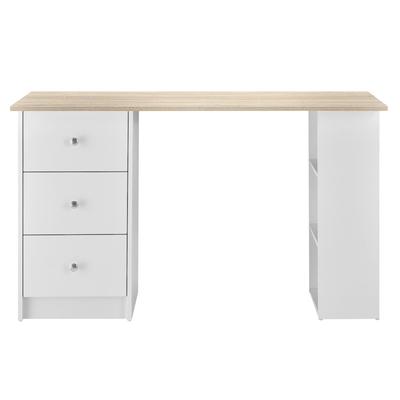 Helloshop26 - Computertisch/Arbeitsplatz mit 3 Schubladen 120 cm weiß und Holz 03_0004709