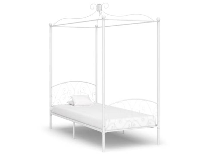 RJPLMFV Bettrahmen für Himmelbett, Metall, 90 x 200 cm, Weiß Ohne Matratze, Lattenrost inklusive, robuste Struktur, unterstützt Vorhänge oder Moskitonetz, Montage erforderlich