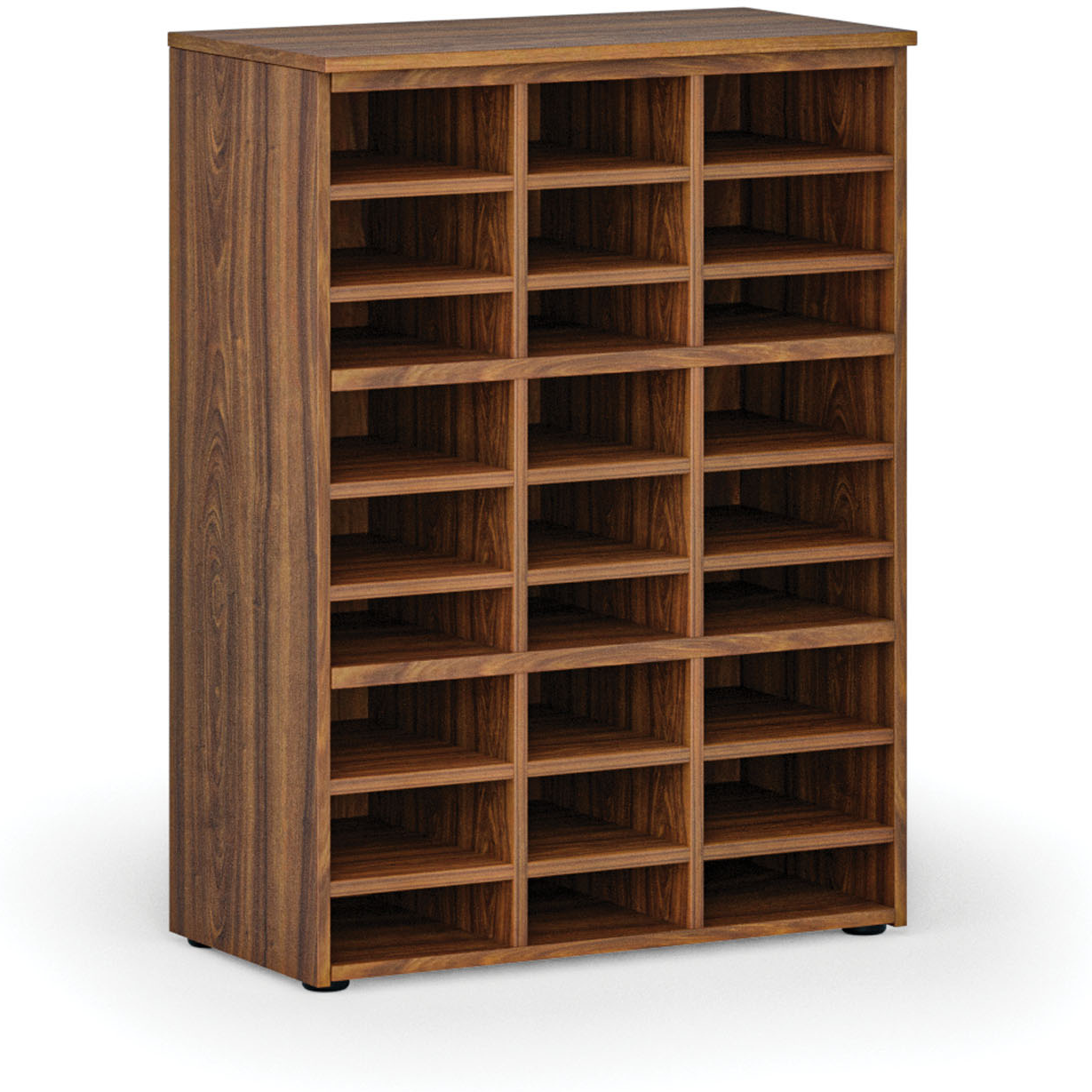 B2B Partner Sortierregal PRIMO WOOD, 800 x 420 x 1087 mm, 27 Fächer, Nussbaum