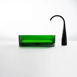 Steinberg Serie 489 Aufsatzwaschtisch, rechteckig, aus Polyresin, mit Ablaufstopfen, 550x360x140mm, 489701032, Farbe: Forest