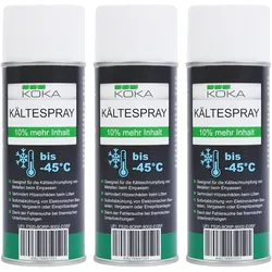 3x KOKA Kältespray –45 °C, 440 ml Spraydose, zur Kühlung & Kälteschrumpfung, brennbar