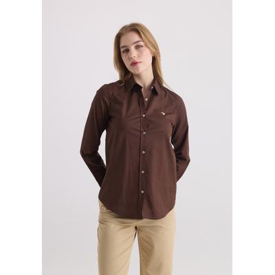 Langarmbluse FELIX HARDY "Langarmhemd", Damen, Gr. S, braun, 97% Baumwolle, 3% Elasthan, Blusen