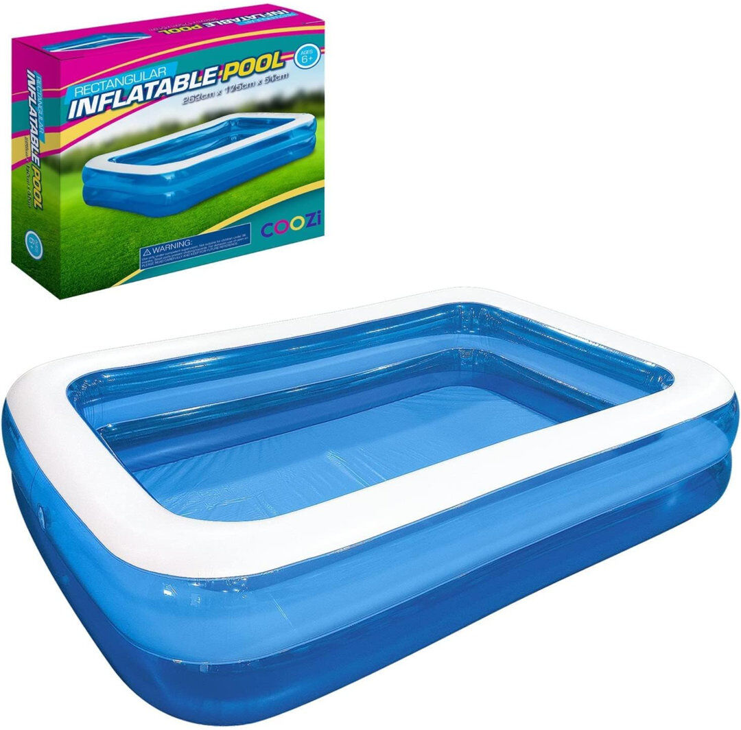 Rareweaves Polyvinyl Chloride (PVC) Rectangle Inflatable Pool 51cm H x W x 262cm L White;Blue 262'L x 175'W x 51' H