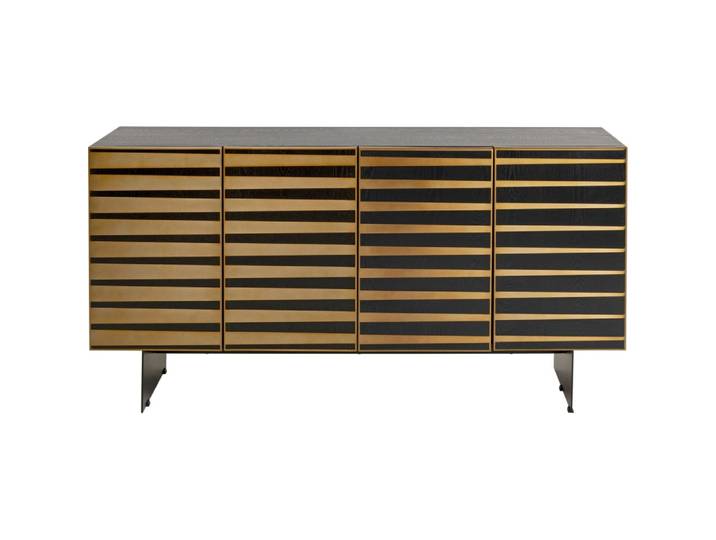 Buffet 4 portes noir lignes dorées