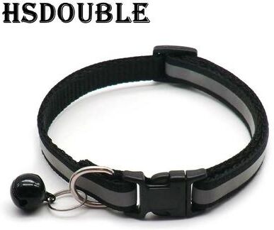 Inspire Select 2 Pack Reflective Adjustable Cat & Small Dog Collar With Bell Safety Pet Collar Set 2x Black