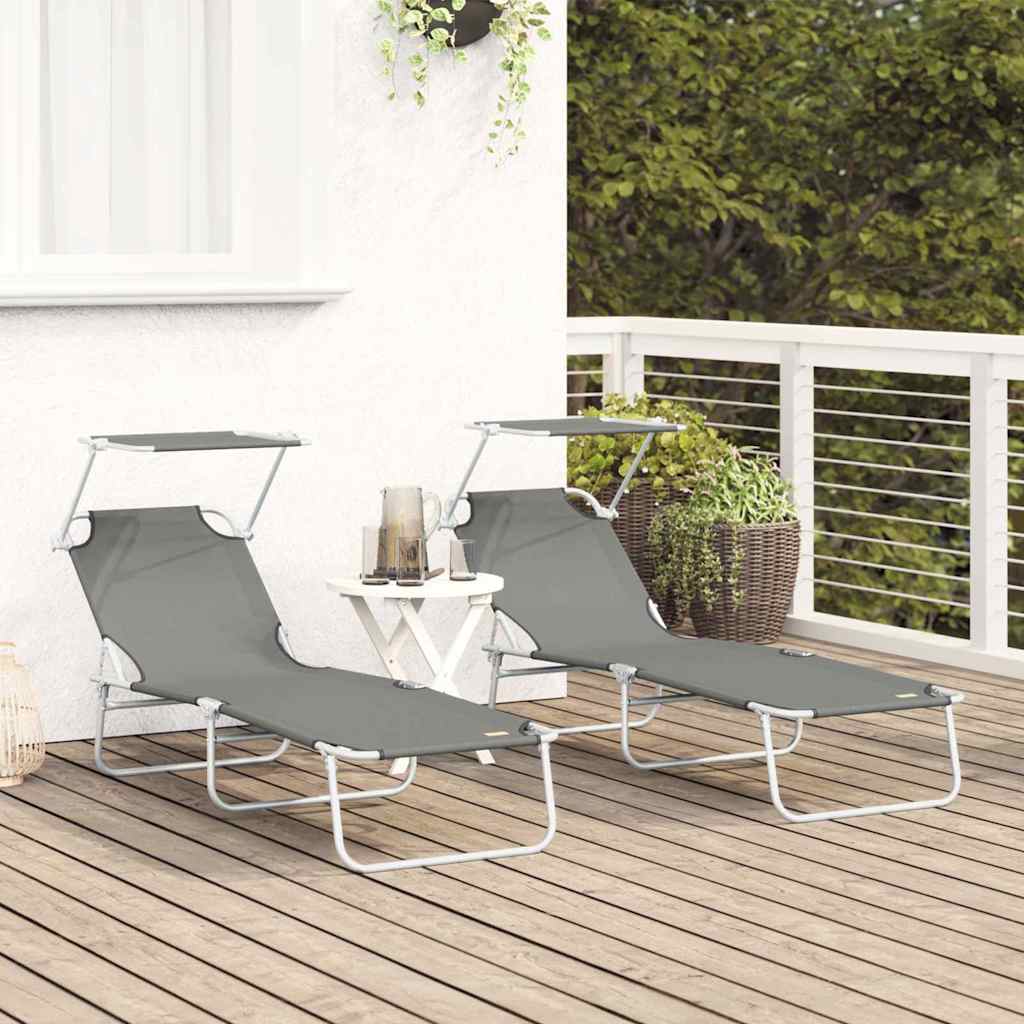 vidaXL Transat 2 pc Polyester Gris