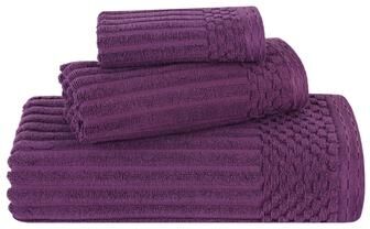 Blue Nile Mills Modern Ribbed Cotton Quick-Dry 3 Piece Towel Set
