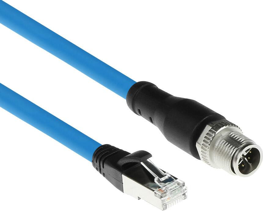 ACT SC4900 Netwerkkabel M12 naar RJ45, 5 meter, Blauw, Koper