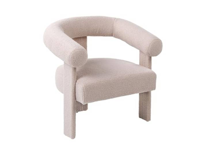 Beliani Sessel Bouclé Hellbeige komplett gepolstert mit Armlehnen modernes Retro Design Ilbro