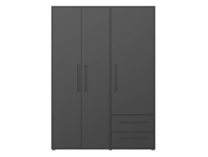 Kleiderschrank Drehtürenschrank Mokko , mit Schubkästen , schwarz , 144,4 x 200 x 59 cm