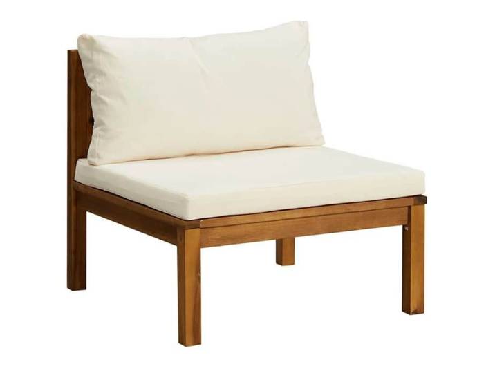 Blanc Siège de jardin - Ensemble de canapés - (2 pcs) - et coussins blanc crème Acacia solide C1000