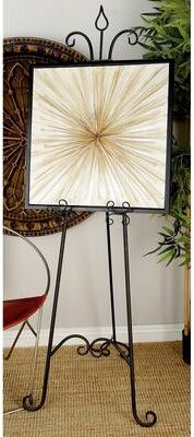 ARCILLA ELEMENTAL Black Metal Tall Adjustable Floor 3 Tier Scroll Display Easel