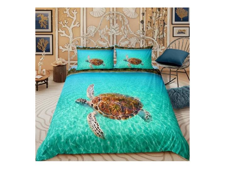 LuxusKollektion Kinderbettwäsche Bettwäsche Set Schildkröte Grün 200x200cm