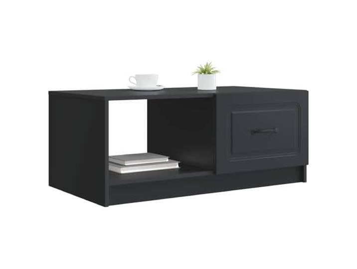 KTHLBRH Couchtisch, Schwarz, 90 x 50 x 37 cm, aus technischem Holz 2 drehbare Scharniertüren, Griffe, großer Stauraum, pflegeleicht
