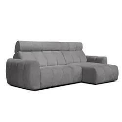 ECKSOFA KIMI 3-Sitzer, ausziehbarer Sitz, verstellbare Kopfstützen, grau