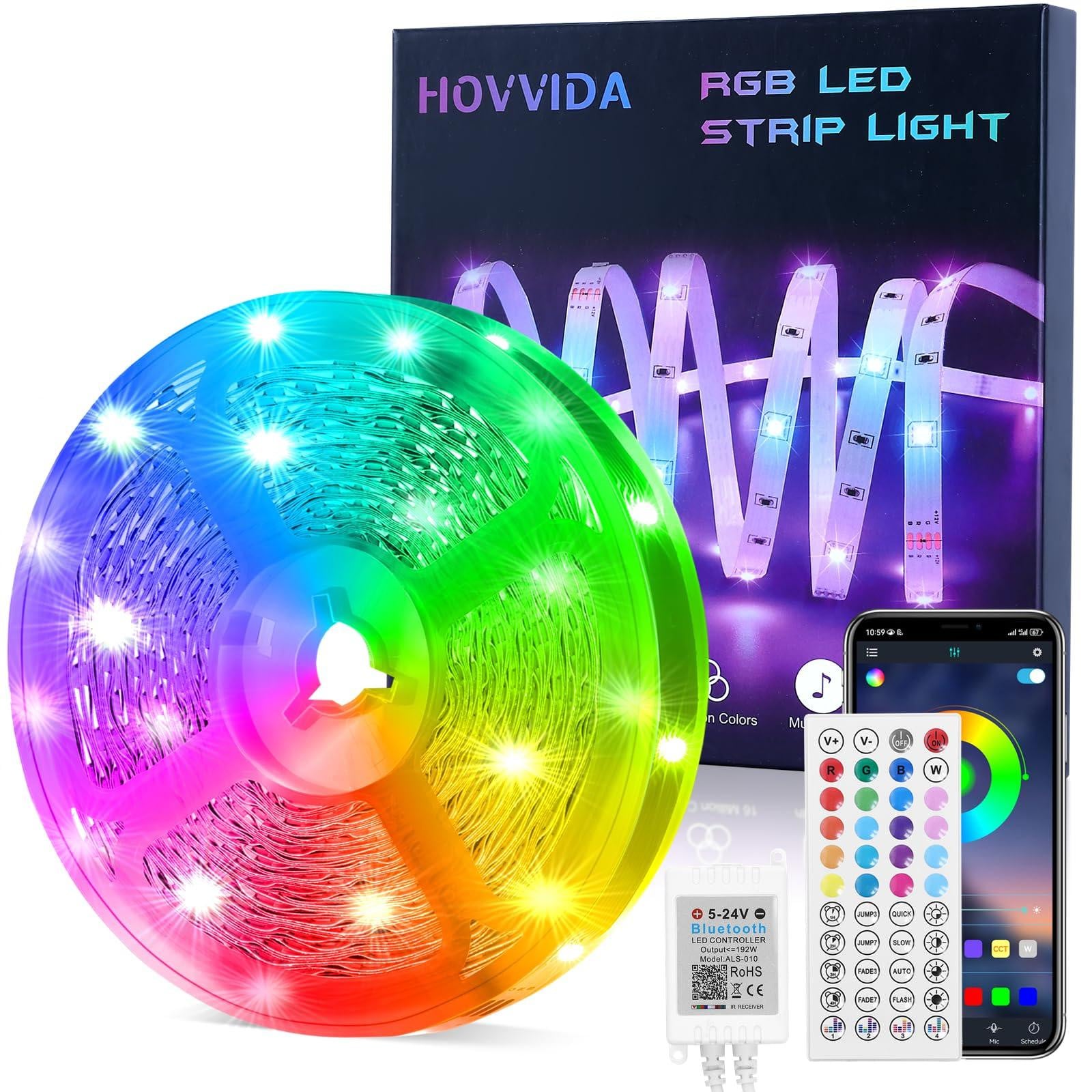 HOVVIDA RGB LED-strip, 15 meter, 450 LED's, met app-bediening