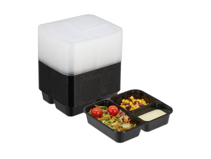 Relaxdays Meal Prep Boxen 3 Fächer 24er Set