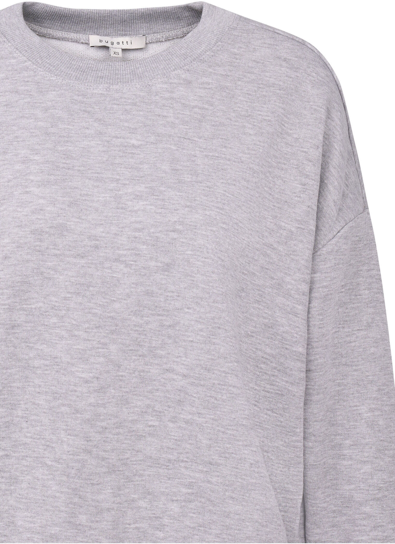 Sweater BUGATTI, Damen, Gr. S, grau, 65% Baumwolle, 35% Polyester, unifarben, normal, Rundhals, normaler Saum, Sweatshirts Sweater, mit Logo auf dem Rücken grau S