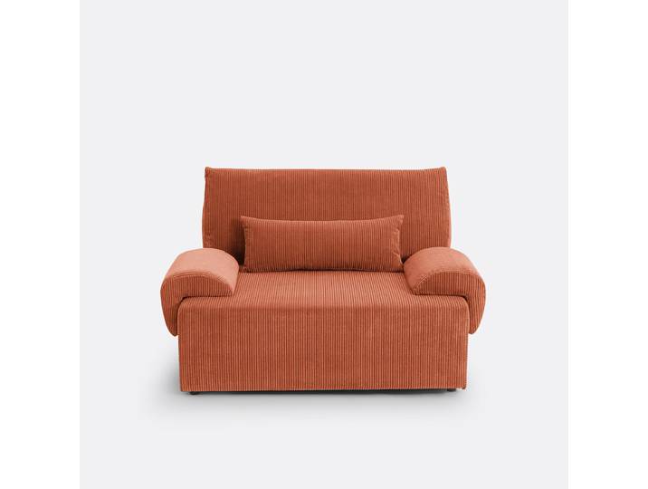 LA REDOUTE Canapé convertible avec coffre, 2 places, velours côtelé moyennes côtes,MAONA Marron Terracotta