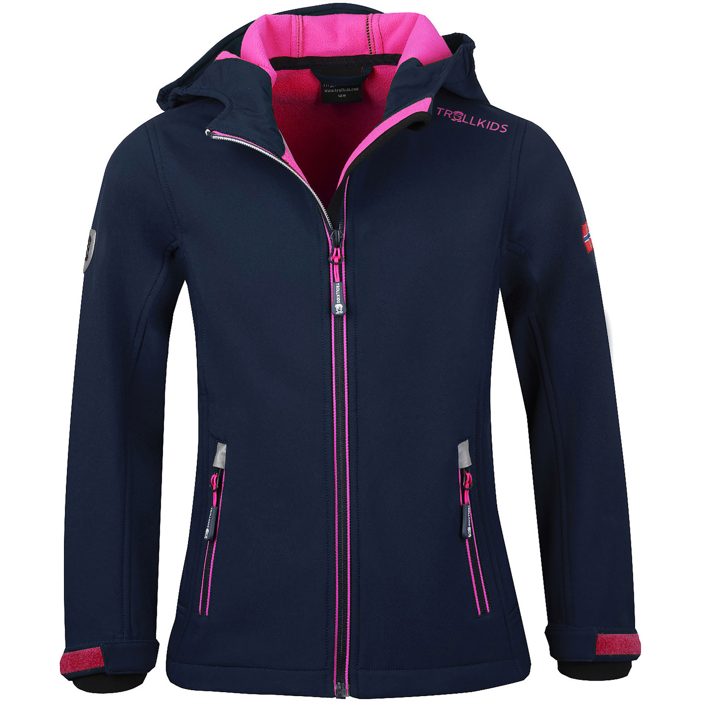 Trollkids Girls Trollfjord Kinder Softshelljacke blau Größe 110 Trekking Elastisch Wasserabweisend