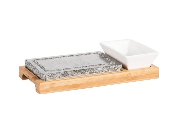 Mäser Grillstein-Set inkl. Servierschale und Bambus Holzplatte