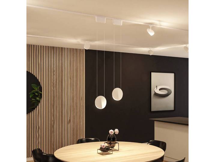 Paulmann URail LED-Pendel Alejandro signalweiß 3000K stepdim Alejandro, dimmbar, weiß / opal, für Wohn- / Esszimmer, Kunststoff, Modern