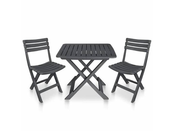oVsky Mobilier de bistro pliable 3 pcs Plastique Anthracite