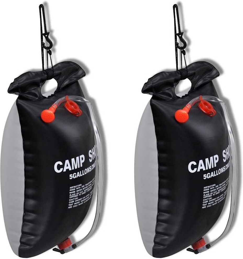 vidaXL Douche solaire de camping et voyage 20 L 2 pcs