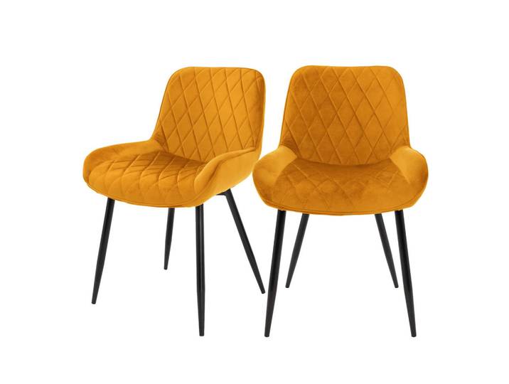 Ml-Design Esszimmerstuhl Samt Orange 2er Set, Metall, 54x81x60 cm, Esszimmer, Stühle